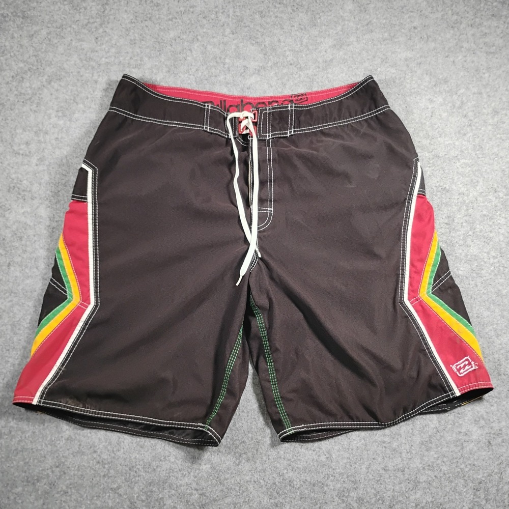 Vintage Billabong Rasta Board Shorts 38 Black Red Yellow Swim Trunks Surf Y2K